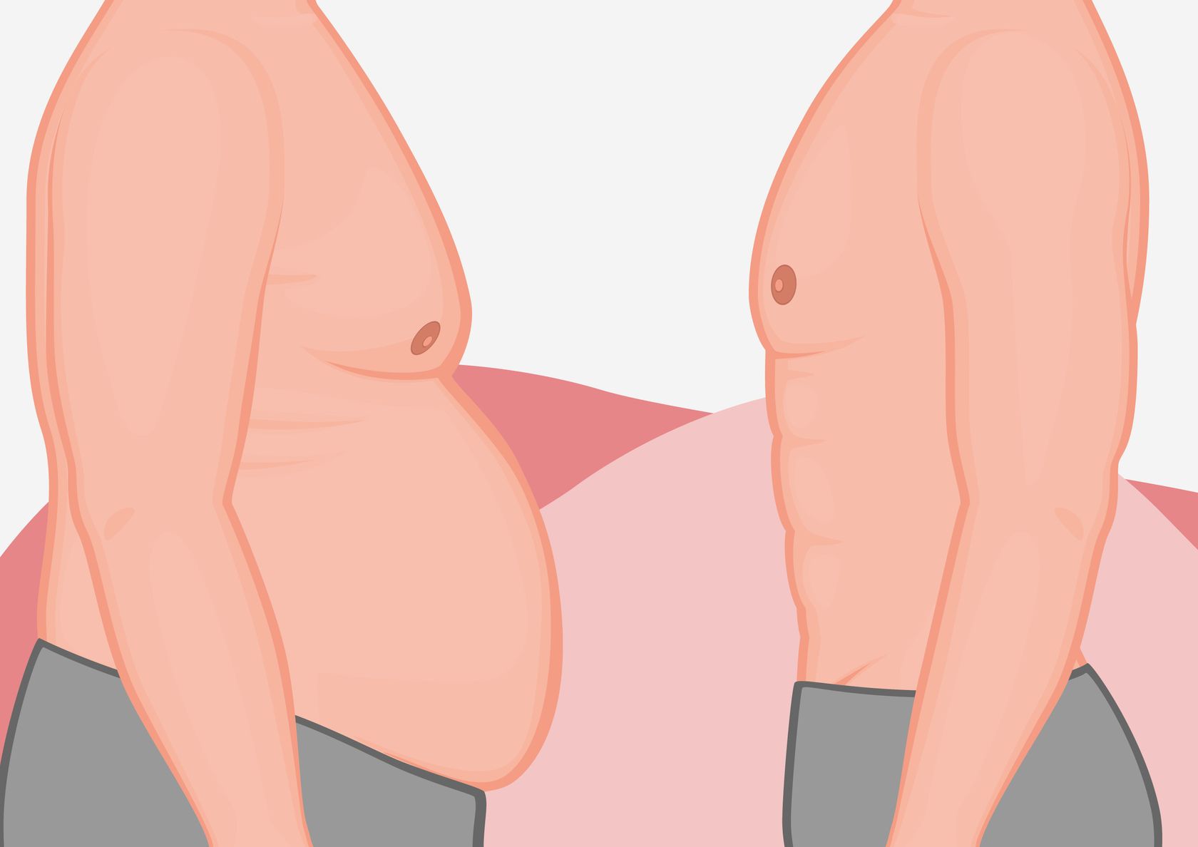 Illustration links übergewichtiger Körper rechts schlanker Körper