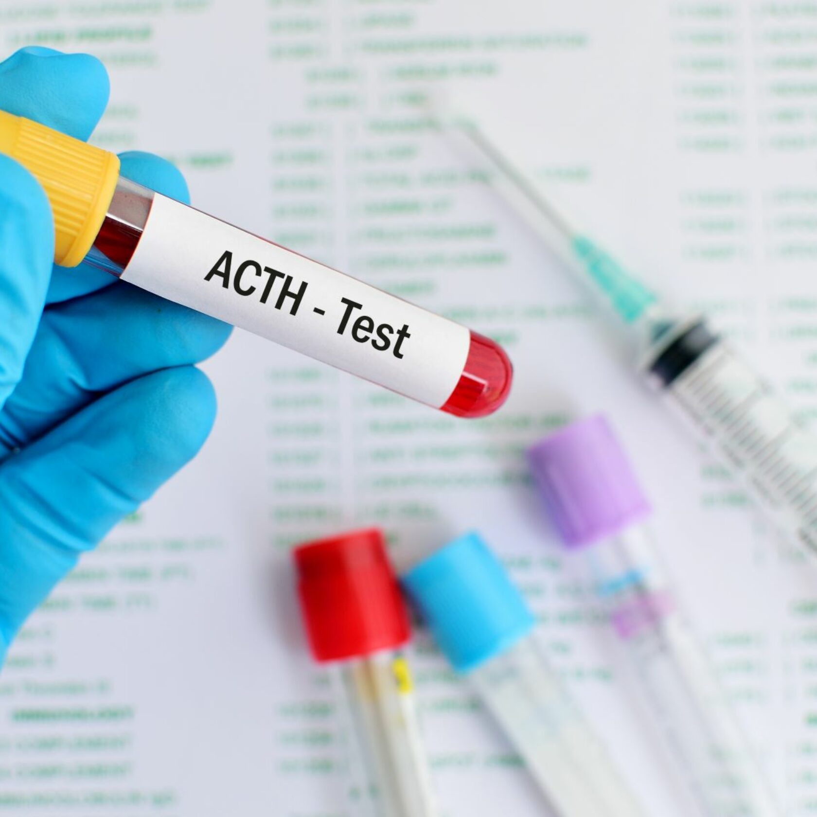 ACTH-Teströhrchen in der Hand der Arztes
